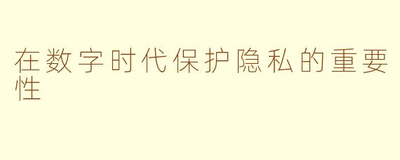 在数字时代保护隐私的重要性
