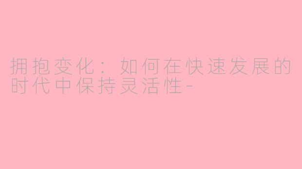 拥抱变化：如何在快速发展的时代中保持灵活性-