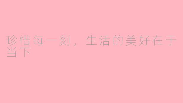 珍惜每一刻，生活的美好在于当下