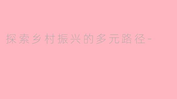 探索乡村振兴的多元路径-