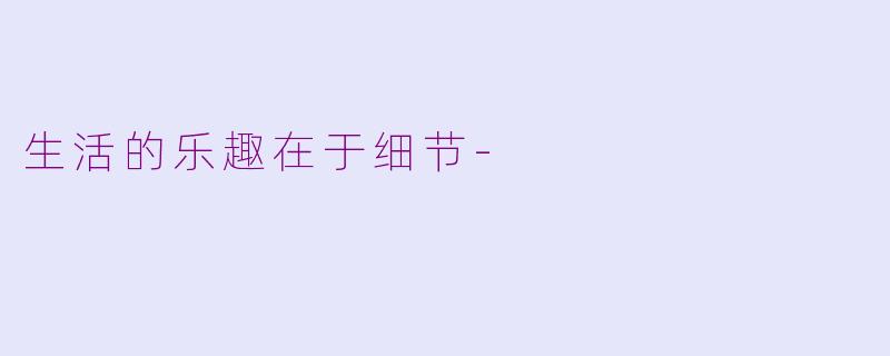 生活的乐趣在于细节-