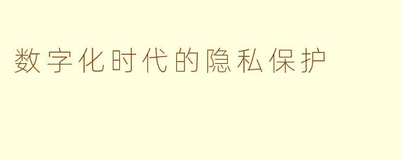 数字化时代的隐私保护