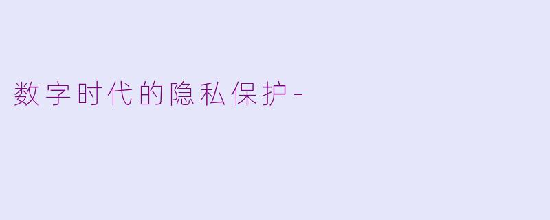 数字时代的隐私保护-