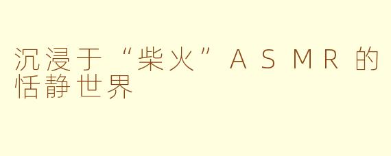 沉浸于“柴火”ASMR的恬静世界