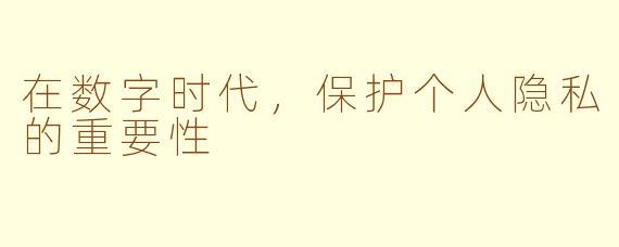 在数字时代，保护个人隐私的重要性