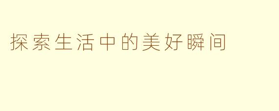 探索生活中的美好瞬间