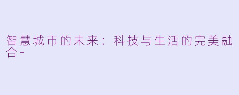 智慧城市的未来：科技与生活的完美融合-