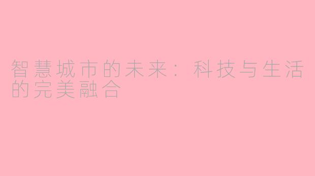 智慧城市的未来：科技与生活的完美融合