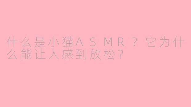什么是小猫ASMR？它为什么能让人感到放松？