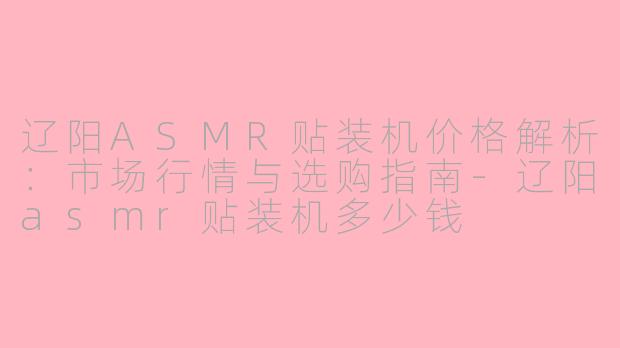 辽阳ASMR贴装机价格解析：市场行情与选购指南-辽阳asmr贴装机多少钱
