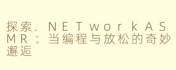探索.NETworkASMR：当编程与放松的奇妙邂逅