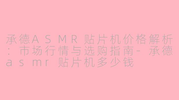 承德ASMR贴片机价格解析：市场行情与选购指南-承德asmr贴片机多少钱
