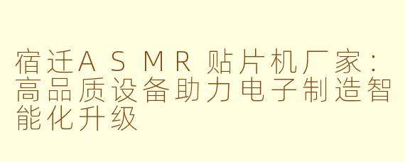 宿迁ASMR贴片机厂家：高品质设备助力电子制造智能化升级