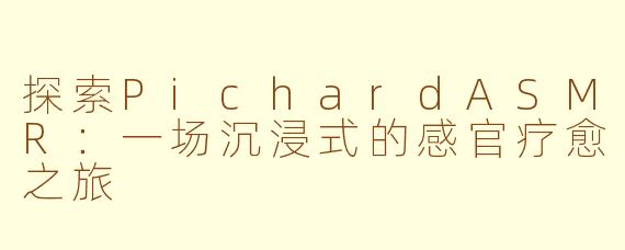 探索PichardASMR：一场沉浸式的感官疗愈之旅