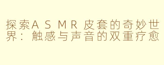 探索ASMR皮套的奇妙世界：触感与声音的双重疗愈