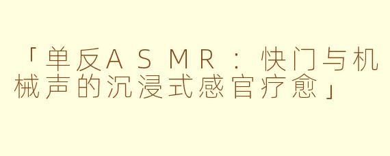 「单反ASMR：快门与机械声的沉浸式感官疗愈」