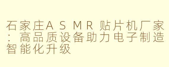 石家庄ASMR贴片机厂家：高品质设备助力电子制造智能化升级