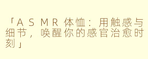 「ASMR体恤：用触感与细节，唤醒你的感官治愈时刻」