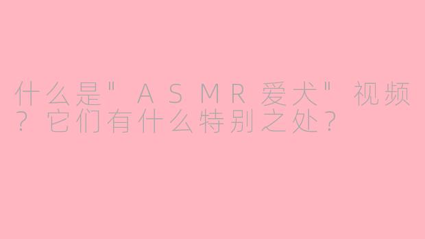 什么是"ASMR爱犬"视频?它们有什么特别之处?