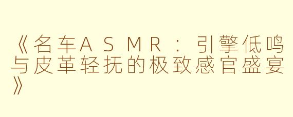 《名车ASMR：引擎低鸣与皮革轻抚的极致感官盛宴》