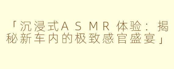 「沉浸式ASMR体验：揭秘新车内的极致感官盛宴」