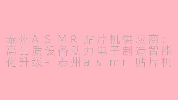 泰州ASMR贴片机供应商：高品质设备助力电子制造智能化升级-泰州asmr贴片机供应商