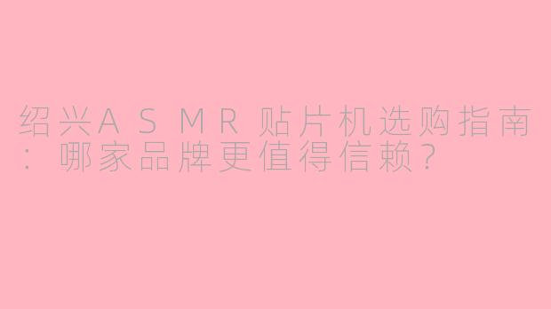绍兴ASMR贴片机选购指南：哪家品牌更值得信赖？