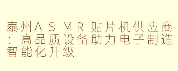 泰州ASMR贴片机供应商：高品质设备助力电子制造智能化升级