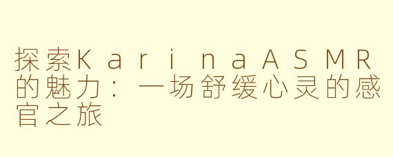 探索KarinaASMR的魅力：一场舒缓心灵的感官之旅