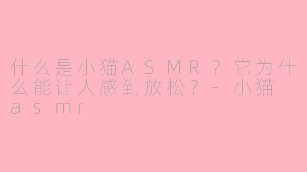 什么是小猫ASMR？它为什么能让人感到放松？-小猫 asmr