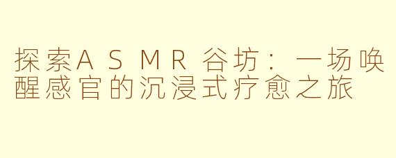 探索ASMR谷坊：一场唤醒感官的沉浸式疗愈之旅