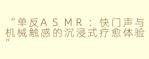 “单反ASMR：快门声与机械触感的沉浸式疗愈体验”