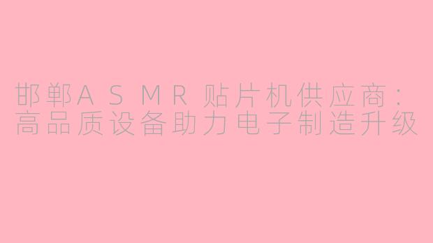 邯郸ASMR贴片机供应商：高品质设备助力电子制造升级