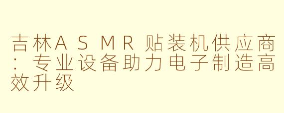 吉林ASMR贴装机供应商：专业设备助力电子制造高效升级