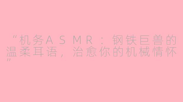 “机务ASMR：钢铁巨兽的温柔耳语，治愈你的机械情怀”