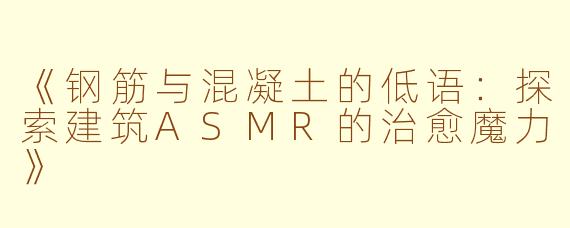 《钢筋与混凝土的低语：探索建筑ASMR的治愈魔力》