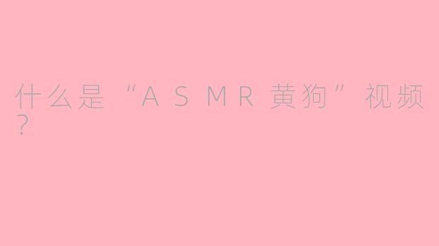 什么是“ASMR黄狗”视频？