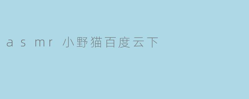 asmr小野猫百度云下