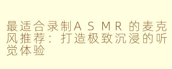 最适合录制ASMR的麦克风推荐：打造极致沉浸的听觉体验