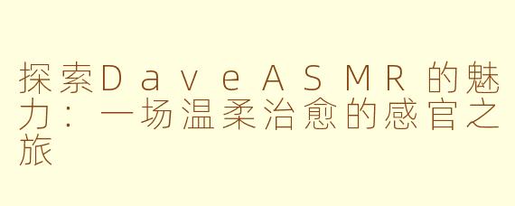 探索DaveASMR的魅力：一场温柔治愈的感官之旅