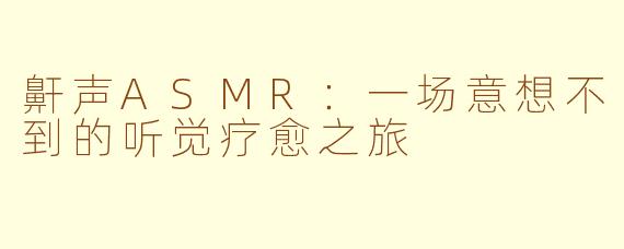 鼾声ASMR：一场意想不到的听觉疗愈之旅