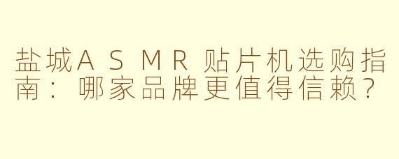 盐城ASMR贴片机选购指南：哪家品牌更值得信赖？