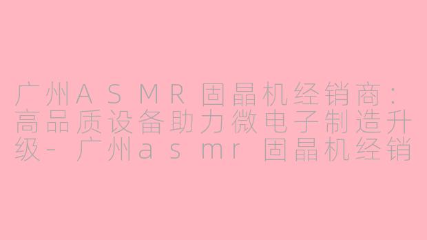 广州ASMR固晶机经销商：高品质设备助力微电子制造升级-广州asmr固晶机经销商