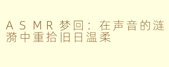 ASMR梦回：在声音的涟漪中重拾旧日温柔