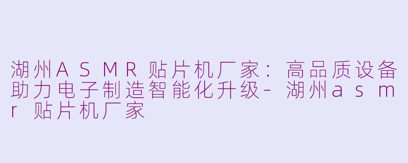 湖州ASMR贴片机厂家：高品质设备助力电子制造智能化升级-湖州asmr贴片机厂家