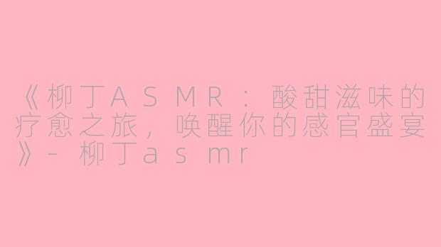 《柳丁ASMR：酸甜滋味的疗愈之旅，唤醒你的感官盛宴》-柳丁asmr