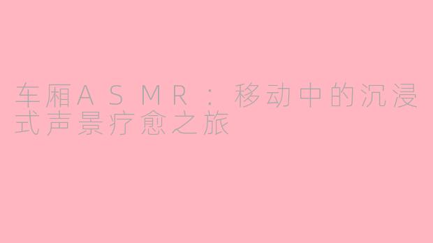 车厢ASMR：移动中的沉浸式声景疗愈之旅