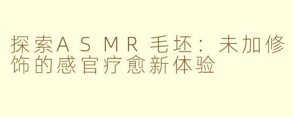 探索ASMR毛坯：未加修饰的感官疗愈新体验