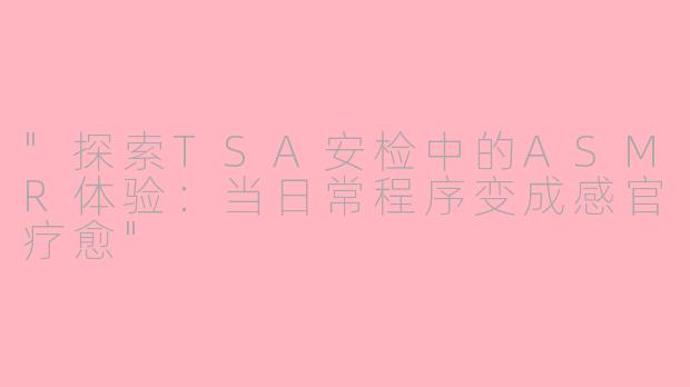 "探索TSA安检中的ASMR体验:当日常程序变成感官疗愈"