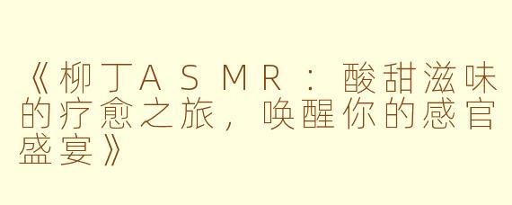 《柳丁ASMR：酸甜滋味的疗愈之旅，唤醒你的感官盛宴》
